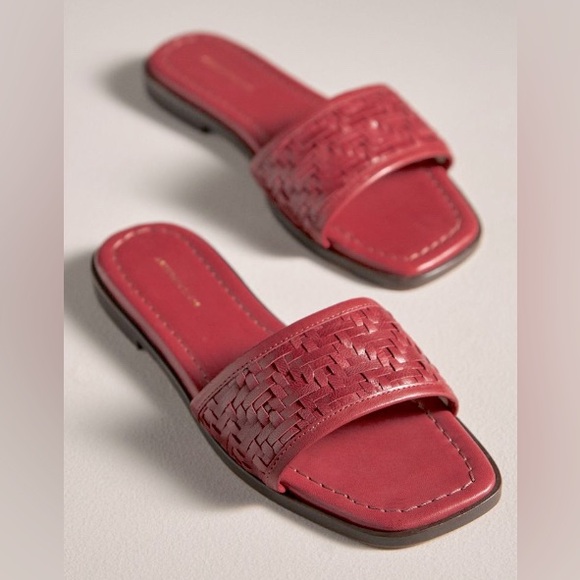 Anthropologie Shoes - Anthropologie Leather Red Woven Slide Sandals/Size US 6-6.5 / EU 37